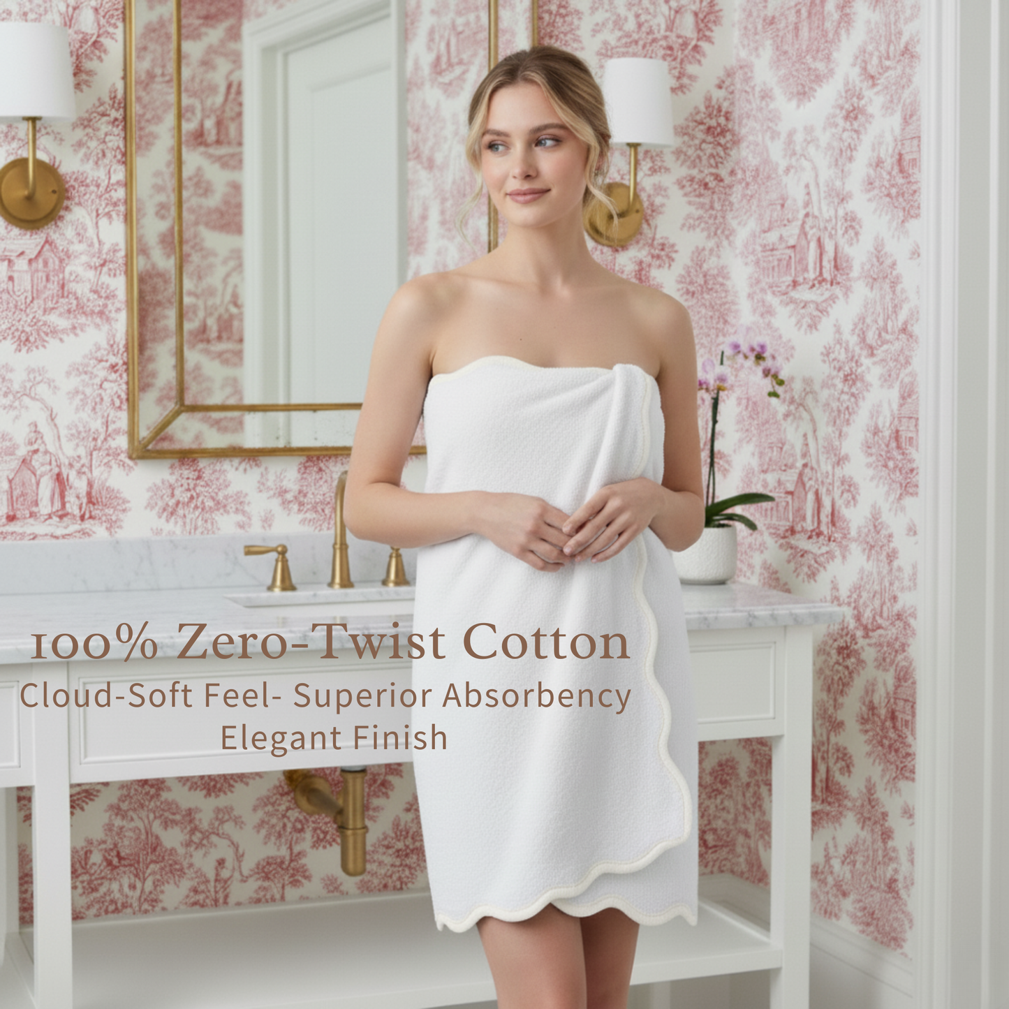 Luxury Scallop Piping Bath Towel Sets (6-Piece)