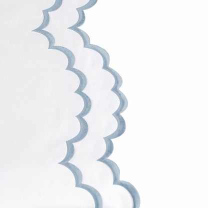 Double Scallop Embroidered Cotton Percale Sheet Set
