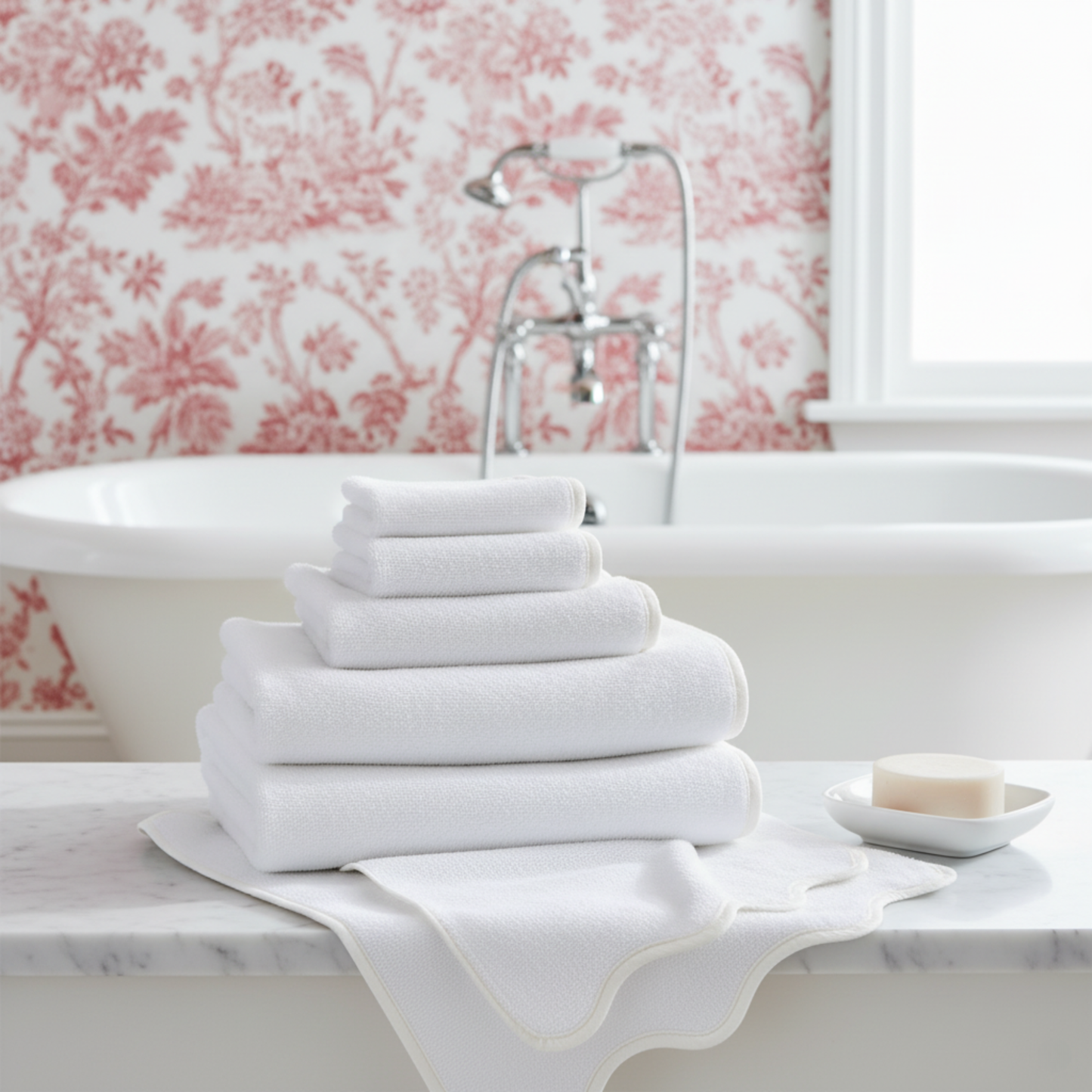Luxury Scallop Piping Bath Towel Sets (6-Piece)