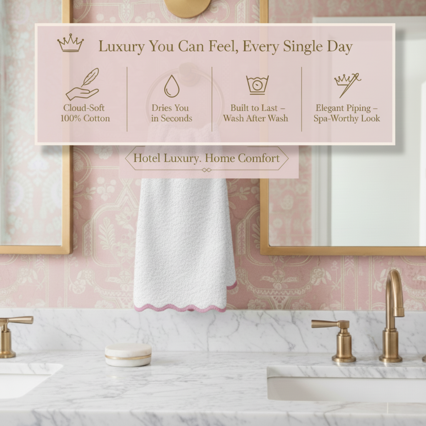 Luxury Scallop Piping Bath Towel Sets (6-Piece)