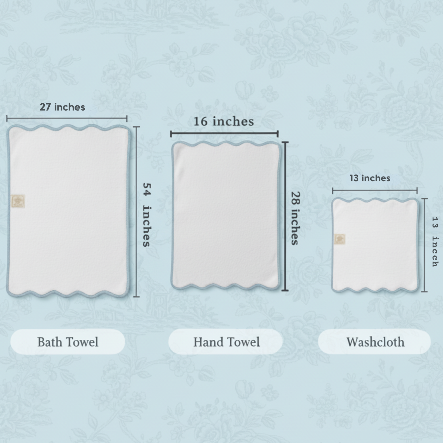 Luxury Scallop Piping Bath Towel Sets (6-Piece)