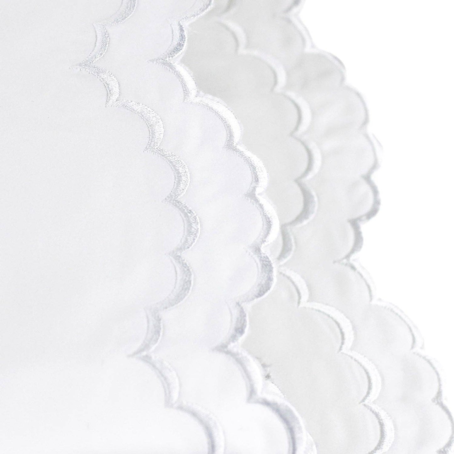 Double Scallop Embroidered Cotton Percale Sheet Set