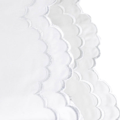 Double Scallop Embroidered Cotton Percale Sheet Set