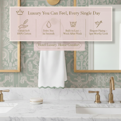Luxury Scallop Piping Bath Towel Sets (6-Piece)
