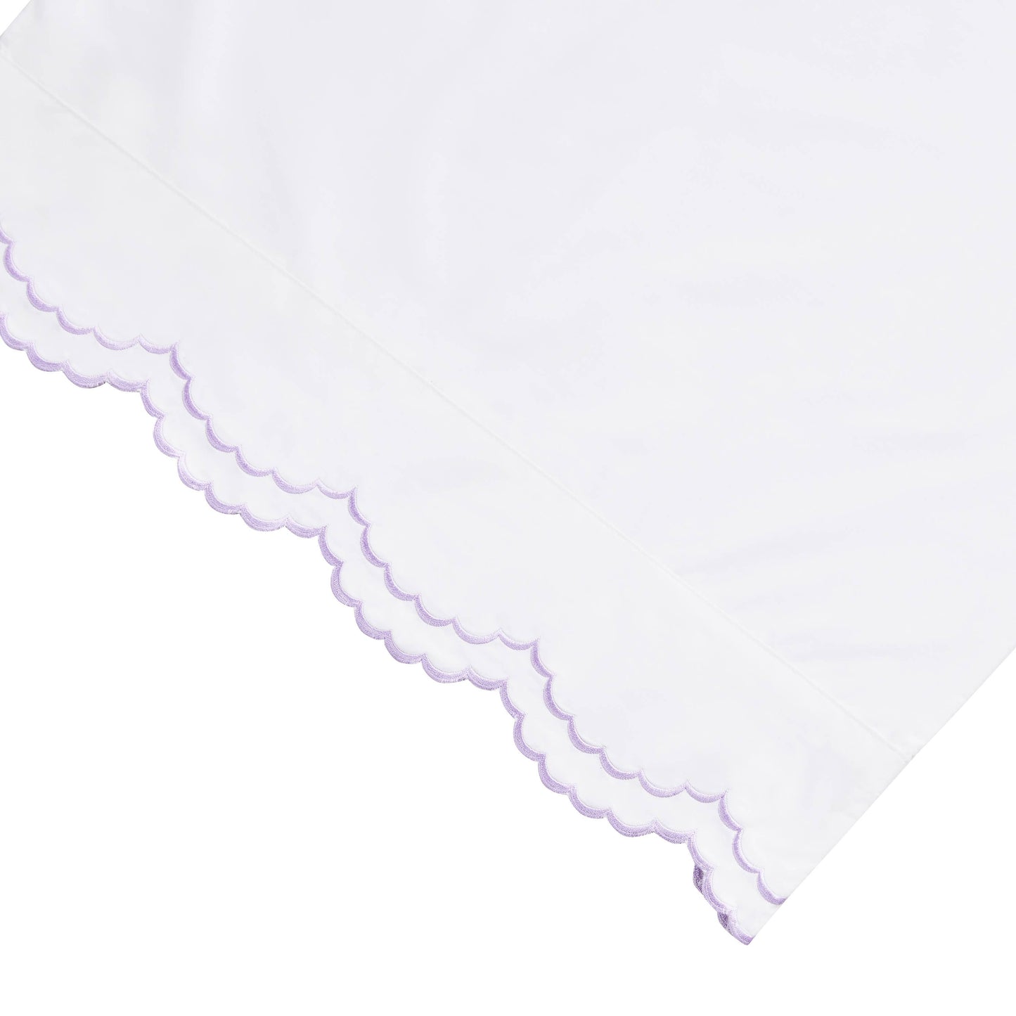 Double Scallop Embroidered Cotton Percale Sheet Set