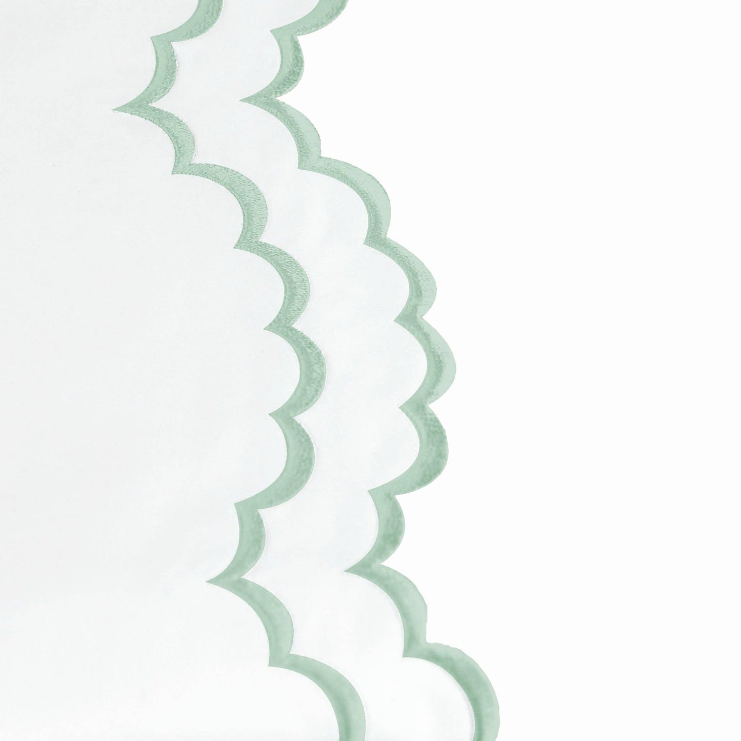Double Scallop Embroidered Cotton Percale Sheet Set