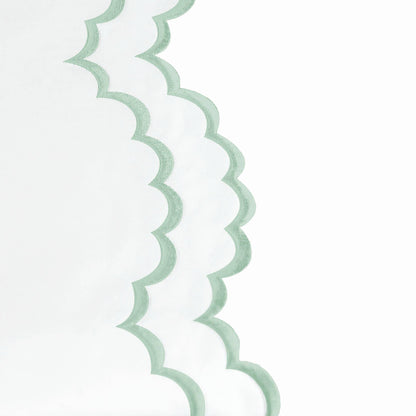 Double Scallop Embroidered Cotton Percale Sheet Set