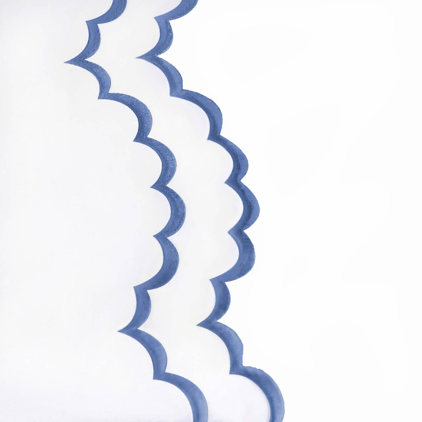 Double Scallop Embroidered Cotton Percale Sheet Set