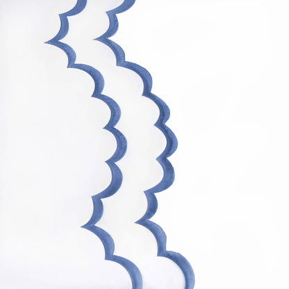 Double Scallop Embroidered Cotton Percale Sheet Set