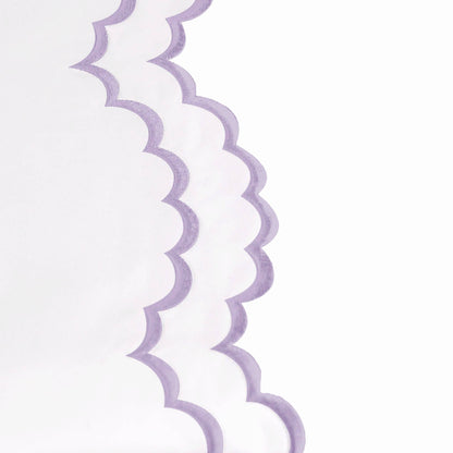 Double Scallop Embroidered Cotton Percale Sheet Set