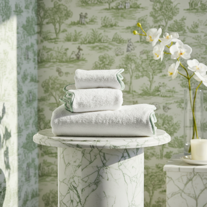 Luxury Scallop Piping Bath Towel Sets (6-Piece)