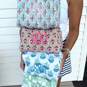 Quilted Block - Print Makeup Bag