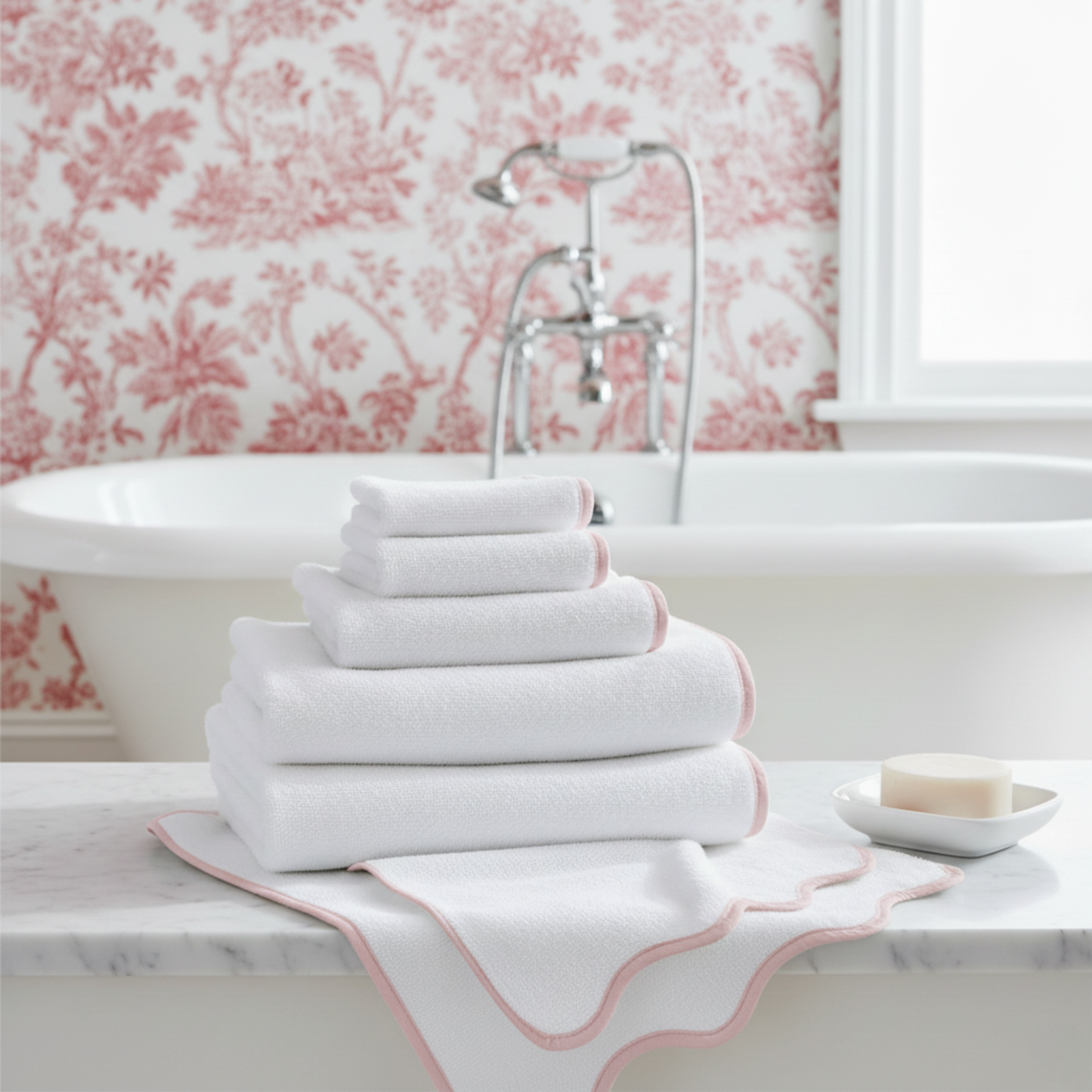 Luxury Scallop Piping Bath Towel Sets (6-Piece)