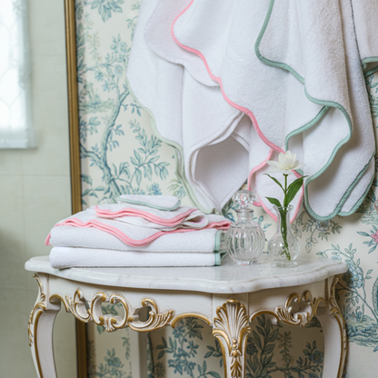 Luxury Scallop Piping Bath Towel Sets (6-Piece)