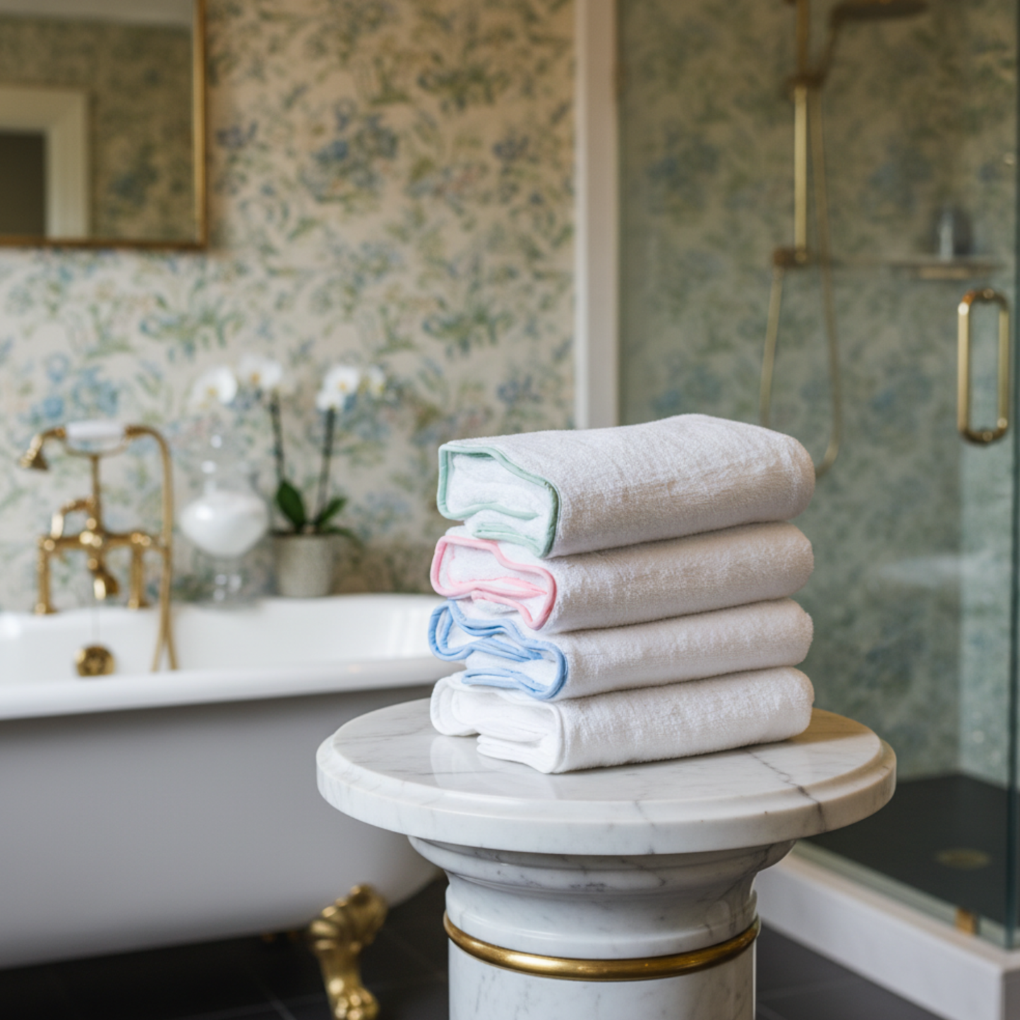 Luxury Scallop Piping Bath Towel Sets (6-Piece)