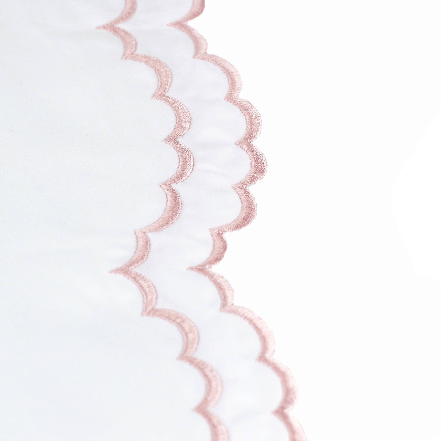 Double Scallop Embroidered Cotton Percale Sheet Set