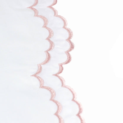 Double Scallop Embroidered Cotton Percale Sheet Set