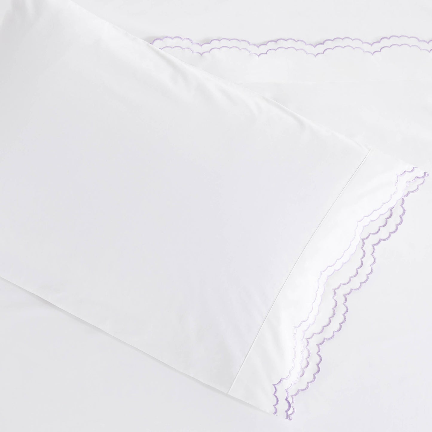 Double Scallop Embroidered Cotton Percale Sheet Set