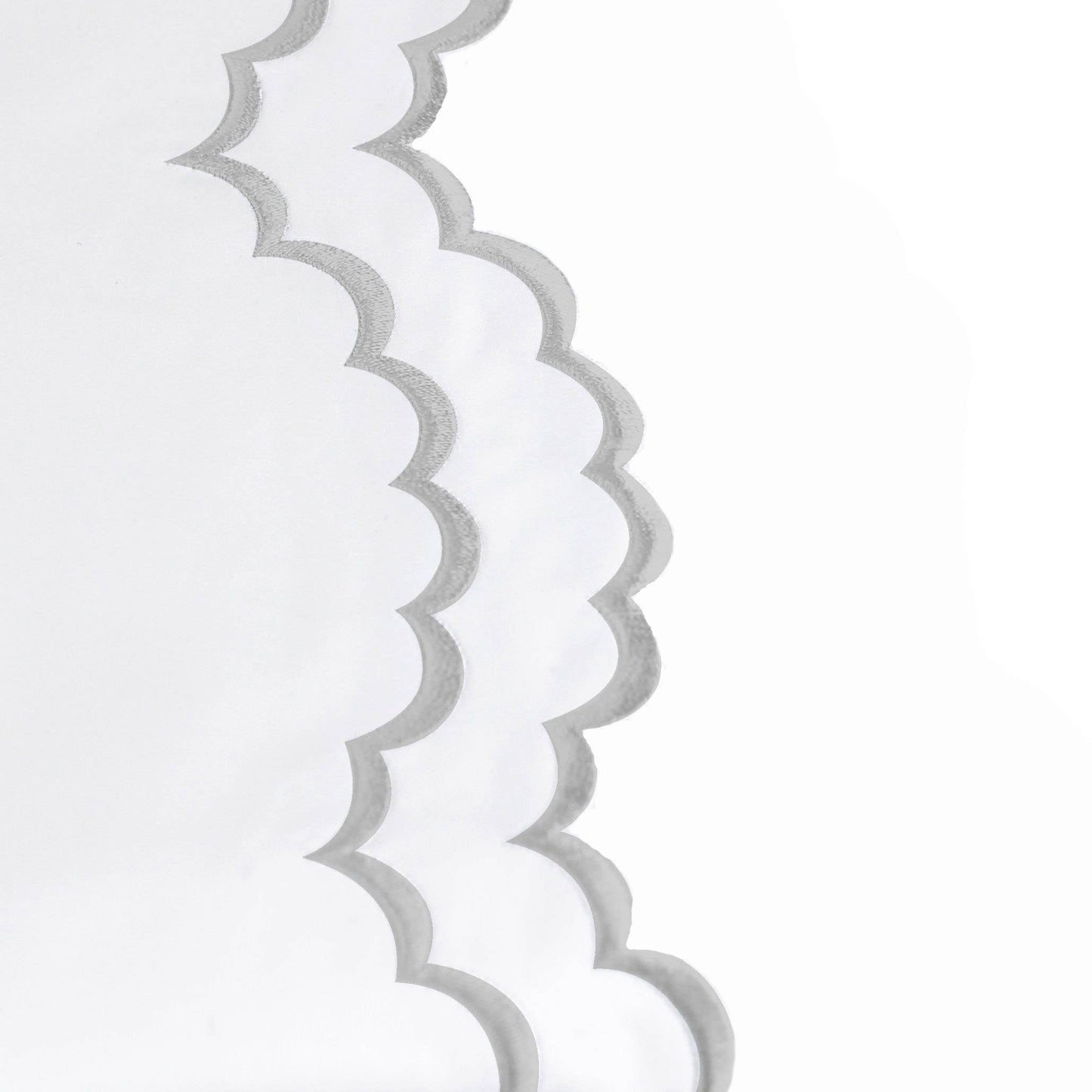 Double Scallop Embroidered Cotton Percale Sheet Set