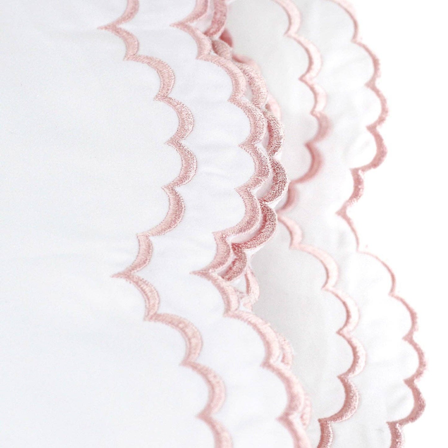Double Scallop Embroidered Cotton Percale Sheet Set