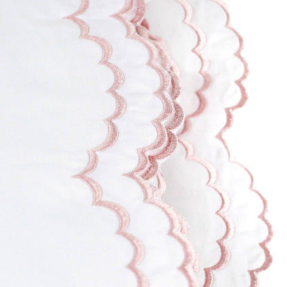 Double Scallop Embroidered Cotton Percale Sheet Set